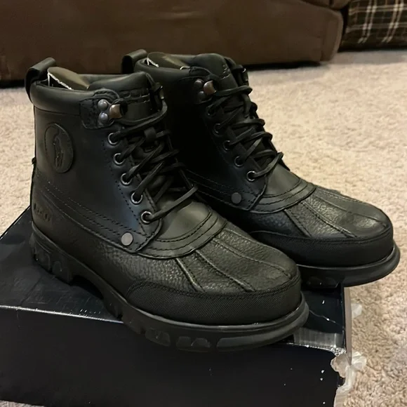 Polo Ralph Lauren Burson black leather Boots new Mens Size 8 Polo Ralph Lauren Men main image 4